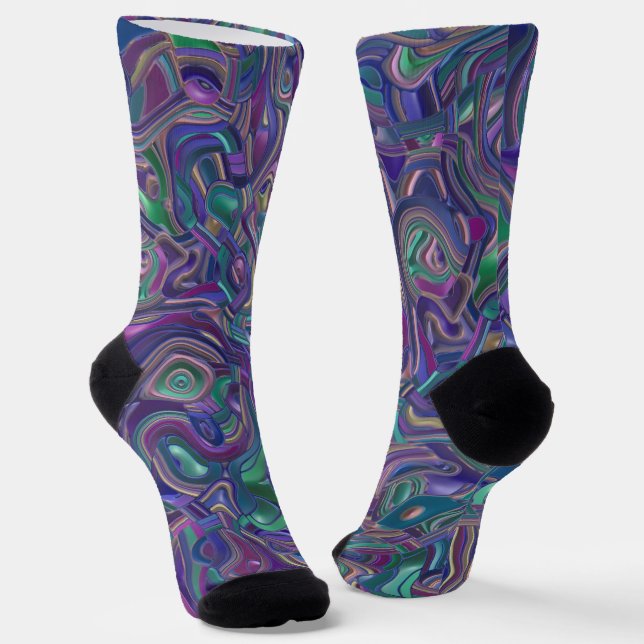 Trippy Colorful 3D Swirls   Socks (Angled)