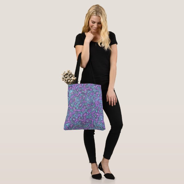 Trippy Colorful Blob Tote Bag (On Model)