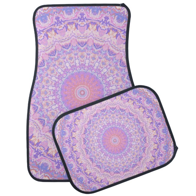 Trippy Colorful Intricate Boho Hippie Mandala Car Floor Mat (Set)
