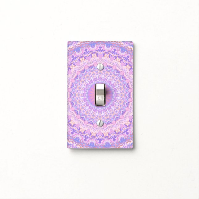 Trippy Colorful Intricate Boho Hippie Mandala Light Switch Cover (In Situ)