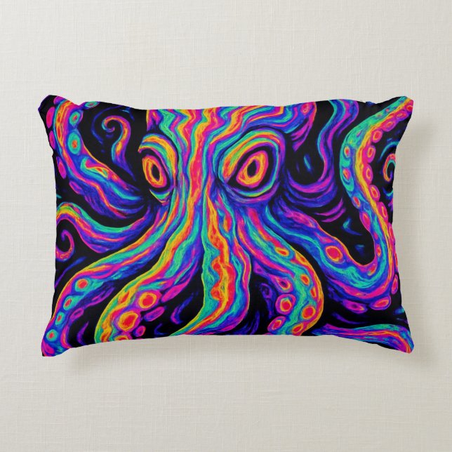 Trippy Colorful Octopus  Accent Pillow (Front)