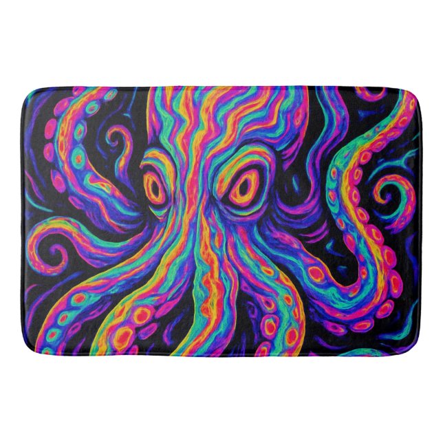 Trippy Colorful Octopus  Bath Mat (Front)
