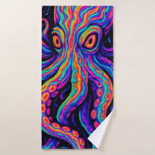 Trippy Colorful Octopus  Bath Towel