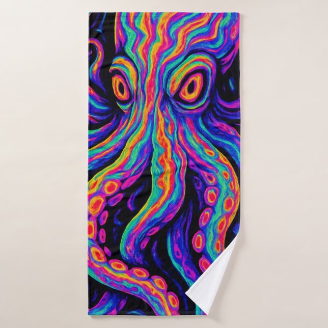 Trippy Colorful Octopus  Bath Towel (Bath Towel)