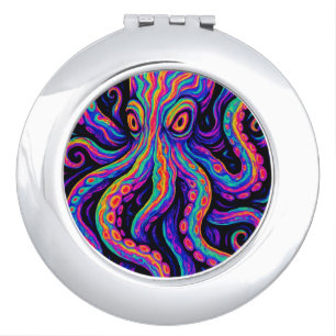 Trippy Colorful Octopus Compact Mirror