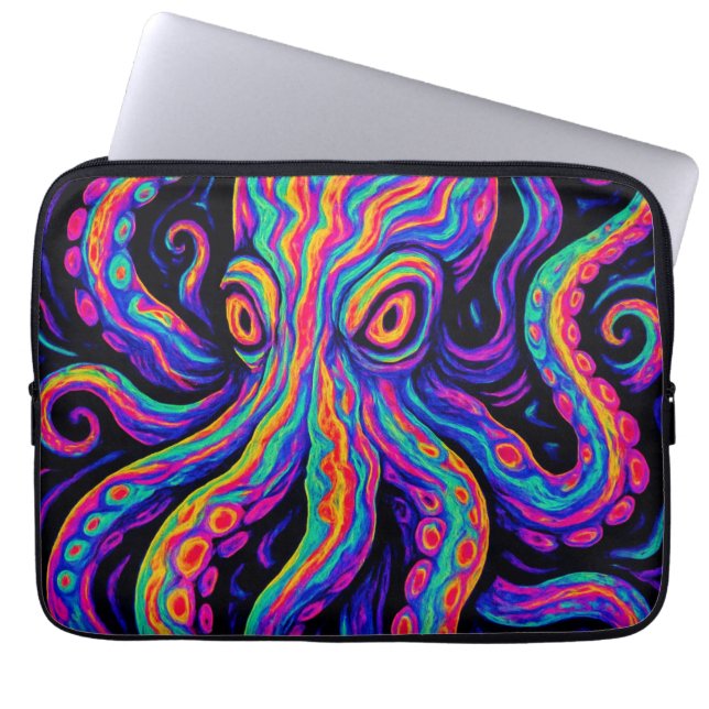 Trippy Colorful Octopus  Laptop Sleeve (Front)