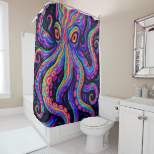 Trippy Colorful Octopus Shower Curtain