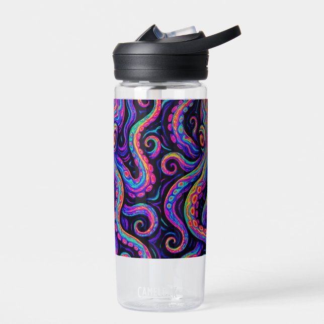 Trippy Colorful Octopus  Water Bottle (Left)