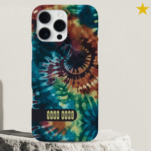 Trippy Colorful Tie Dye Custom Name Retro iPhone 16 Pro Max Case