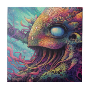 Trippy creature ceramic tile