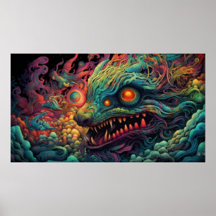 Trippy creature with psychedelic pattern   poster