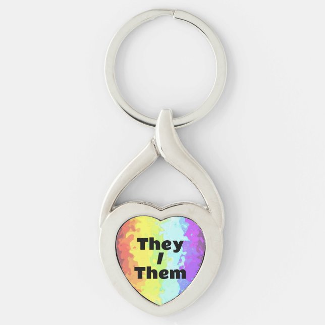 Trippy Customizable Pronoun Neurogender Pride Flag Keychain (Front)