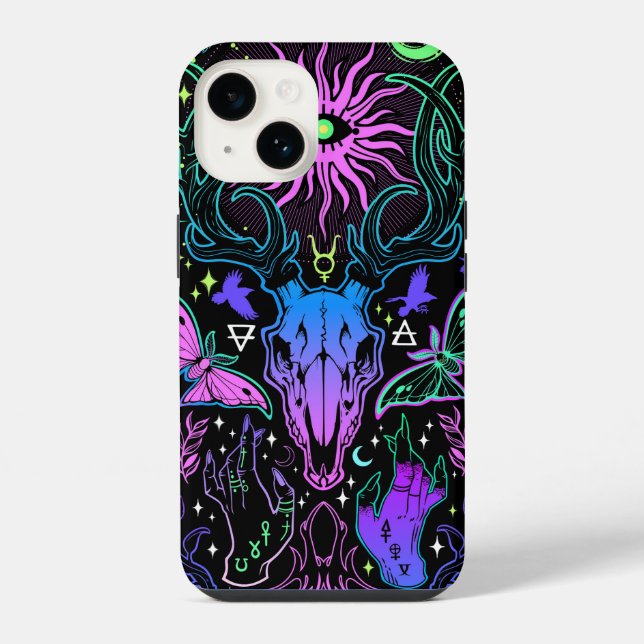 Trippy Deer Skull Iphone Case (Back)