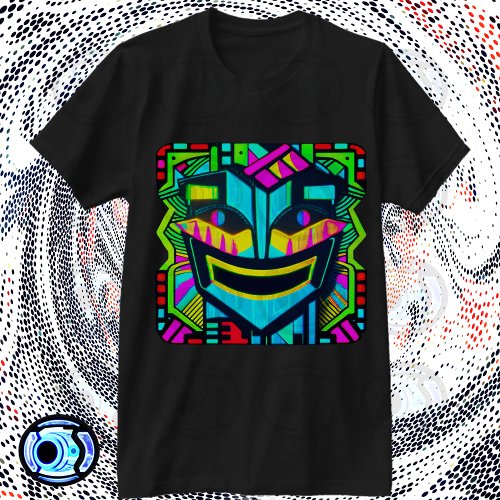 Trippy Digital Mask _ Abstract Face Artwork T_Shirt
