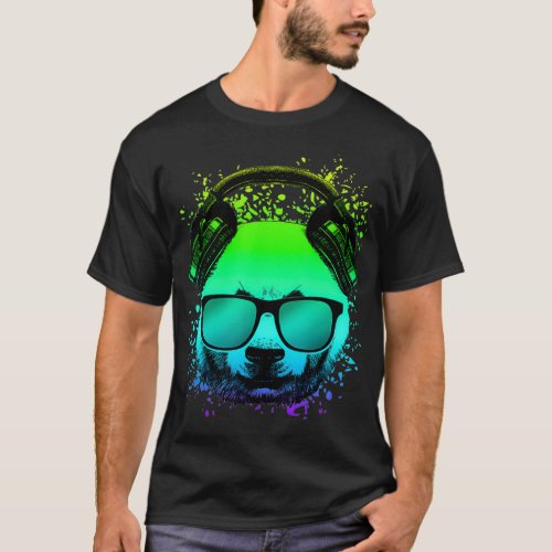 Trippy DJ Bear Gift Ravers Techno House  Panda T_Shirt