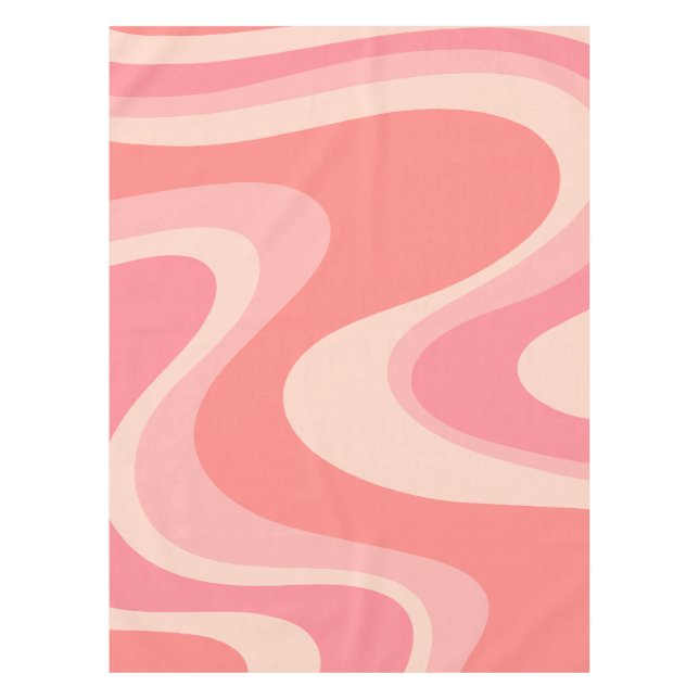 Trippy Dream Blush Pink Abstract Retro Swirl Tablecloth (Front)
