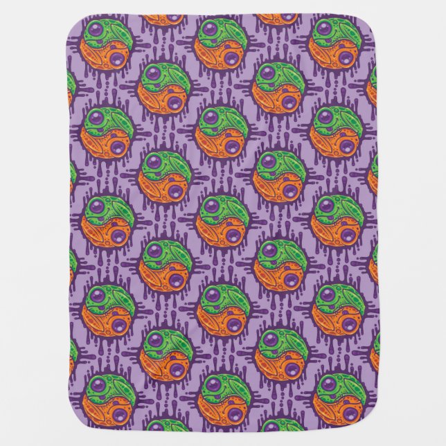 Trippy Drippy Frog Yin Yang Baby Blanket (Front)