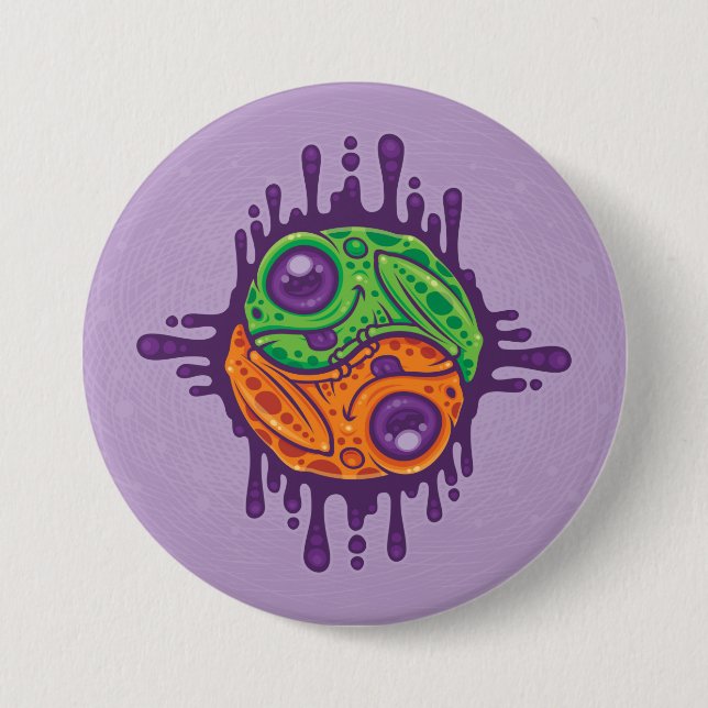 Trippy Drippy Frog Yin Yang Button (Front)