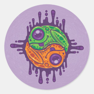 Trippy Drippy Frog Yin Yang Classic Round Sticker