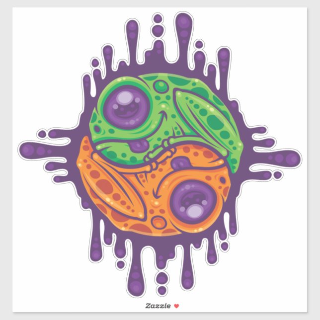 Trippy Drippy Frog Yin Yang Sticker (Sheet)