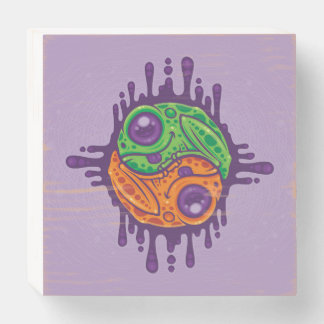 Trippy Drippy Frog Yin Yang Wooden Box Sign
