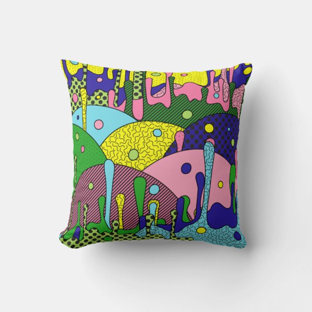 Trippy Drippy Throw Pillow (Front)