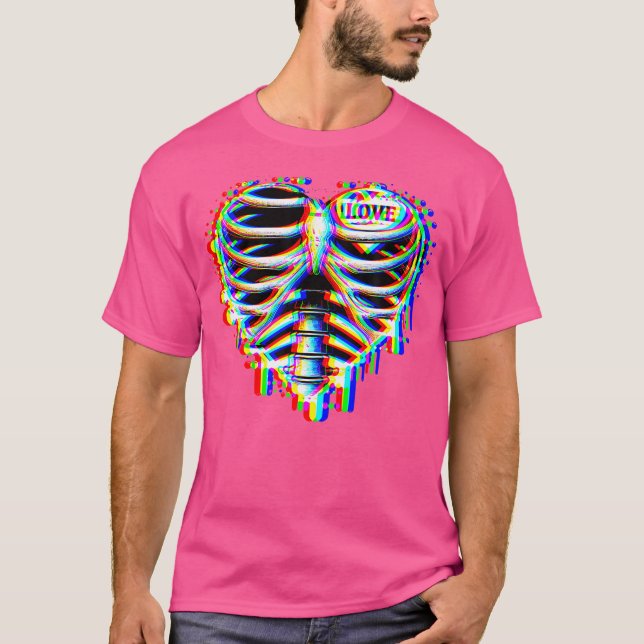 Trippy Edm House Music Lover Rave Heart Shape Vale T-Shirt (Front)