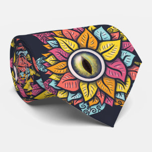 Trippy Eye Flower Weird Surreal Neck Tie