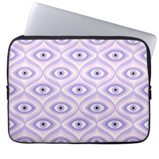 Trippy eye pattern pastel purple pink retro moder laptop sleeve