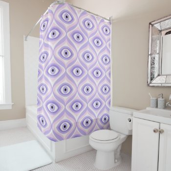 Trippy Eye Pattern Pastel Purple Pink Retro Modern Shower Curtain by borianag at Zazzle