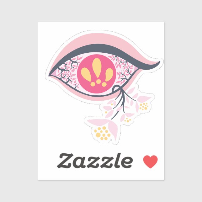 ﻿﻿Trippy Eye Pink Floral Psychedelic Surrealist Sticker (Sheet)