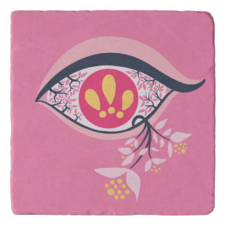 ﻿﻿Trippy Eye Pink Floral Psychedelic Surrealist Trivet