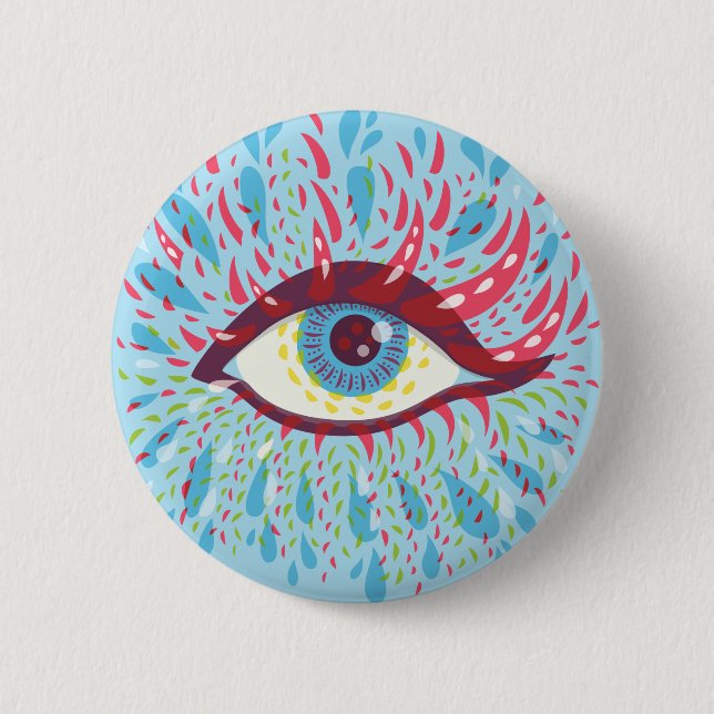 Trippy Eye Psychedelic Art Button (Front)