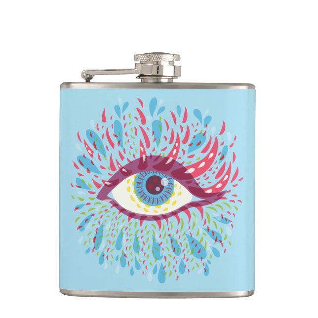 Trippy Eye Psychedelic Art Flask (Front)
