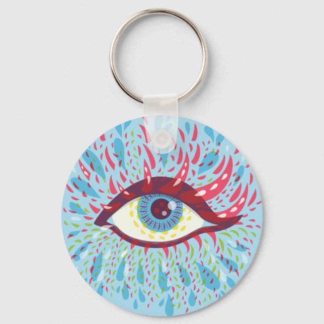 Trippy Eye Psychedelic Art Keychain (Front)