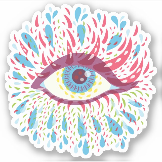 Trippy Eye Psychedelic Art Sticker (Front)