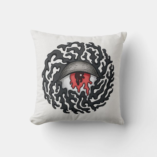 Trippy Eye with Tentacles - Trippy Surreal Art Throw Pillow (Front)