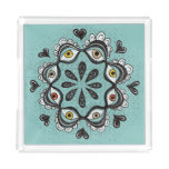 Trippy Eyes with Hearts Boho Gothic Weirdcore Art Acrylic Tray