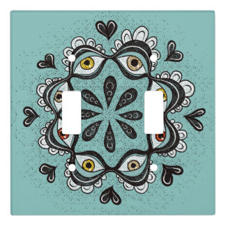 Trippy Eyes with Hearts Boho Gothic Weirdcore Art Light Switch Cover