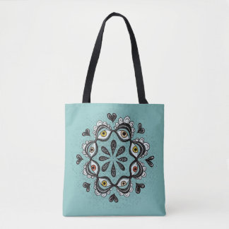 Trippy Eyes with Hearts Boho Gothic Weirdcore Art Tote Bag
