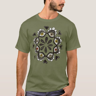 Trippy Eyes with Hearts Surreal Art - Ink Drawing T-Shirt