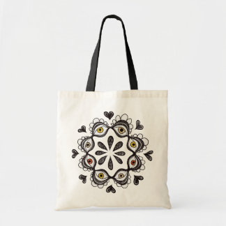 Trippy Eyes with Hearts Surreal Art - Ink Drawing Tote Bag