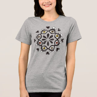 Trippy Eyes with Hearts Surreal Art - Ink Drawing Tri-Blend Shirt