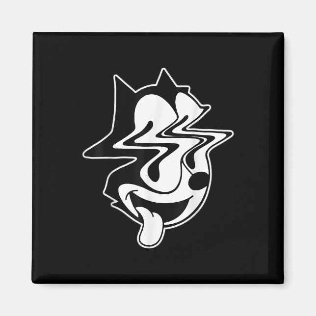 Trippy Felix Cat Blackwork  Magnet (Front)