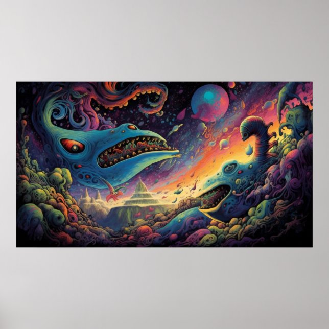 Trippy flying creatures Poster (Front)