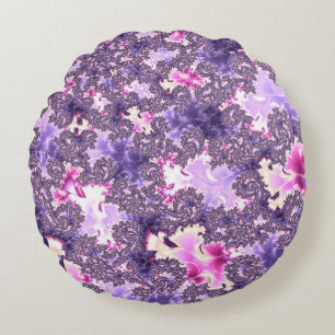 Trippy Funky Boho Groovy Pastel Spiral Fractal Art Round Pillow
