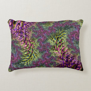 Trippy Funky Groovy Digital Abstract Fractal Art Accent Pillow