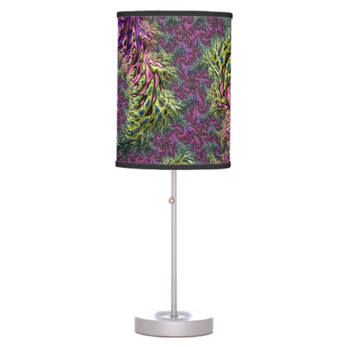 Trippy Funky Groovy Digital Abstract Fractal Art Table Lamp