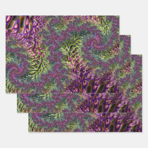 Trippy Funky Groovy Digital Abstract Fractal Art Wrapping Paper Sheets