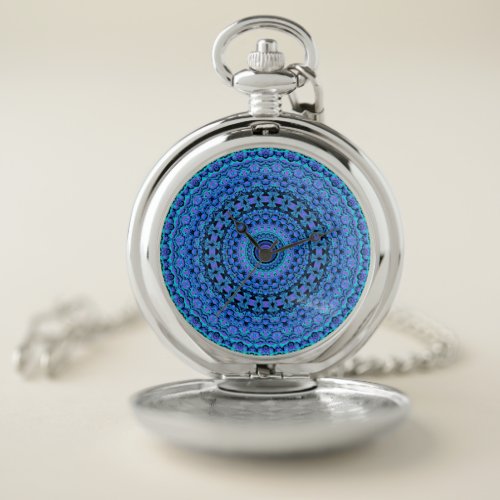 Trippy Funky Kaleidoscope Abstract Digital Art Pocket Watch